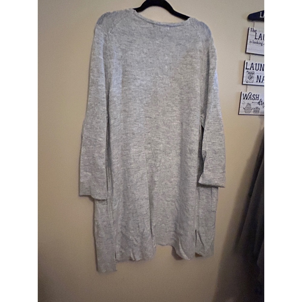 Marled Reunited Clothing Cardigan Women 2X Gray Excellent Open Front Pocket Knit